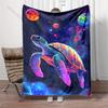 Multiple Sizes Colorful Turtle In Space Print Blanket Warm Soft Fluffy Kids and Adult Sofa Bed Throw Blanket Travel Camping RV