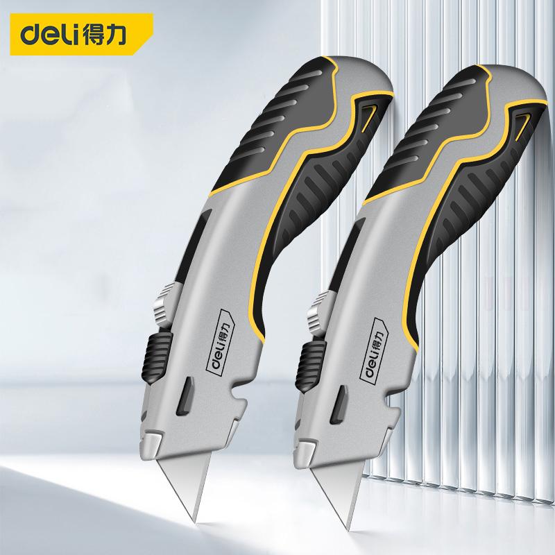 Deli Heavy-duty Stable Retractable Art Utility Knife Zinc Alloy Cutter Professionnel Wallpaper Wrap Faca Art Supplies Stationery
