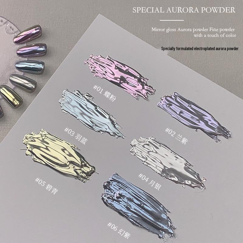 KaSi Nail Art Aurora Mirror Powder - High-Shine Whitening Glitter for Luxurious Nail Decoration