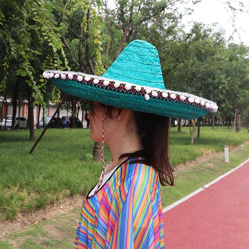 Mexický party klobouk Mexická pomponová slaměná klobouk Šála Havajský styl Halloween Cosplay Svatba Kostýmová párty Sváteční dekorace Velikonoce