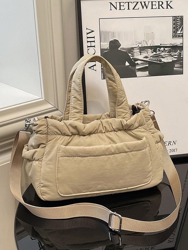 Nylon Tote Bag For Women With Zipper Closure And Mobile Pocket For Daily Use