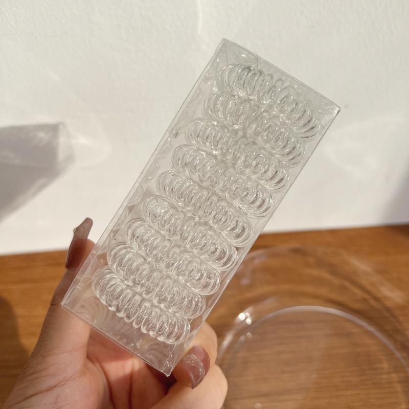 9 Pcs/Box Telephone Wire Elastic Hair Bands Transparent Rubber Bands Spiral Hair Ties Accessories for Women Girls Kids