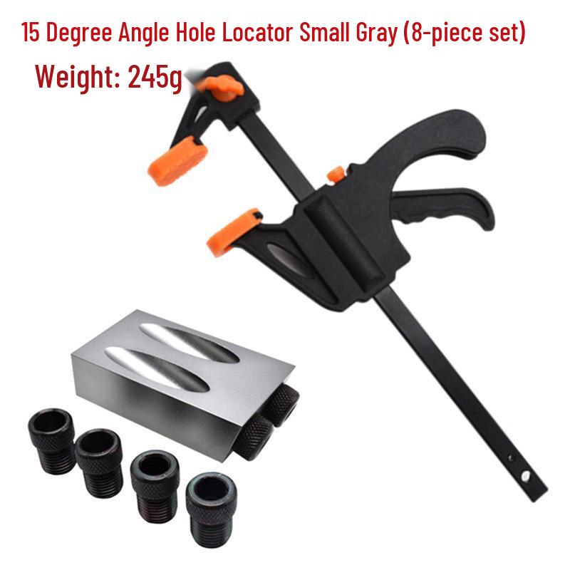 15° Woodworking Oblique Hole Locator for M6-M8-M10, Small Gray