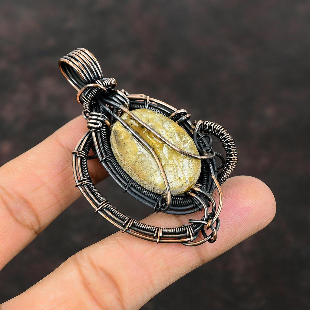 Mother Of Pearl Pendant Copper Wire Wrapped Pendant Elegant Pendant Handmade Copper Jewelry Gemstone Pendant Gift For Her Wire Wrap Jewelry