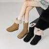 Krazing Pot Cow Suede Nubuck Fur Winter Shoes Snow Boots Women Slip on Keep Warm Lace Up European Design Ankle Boots