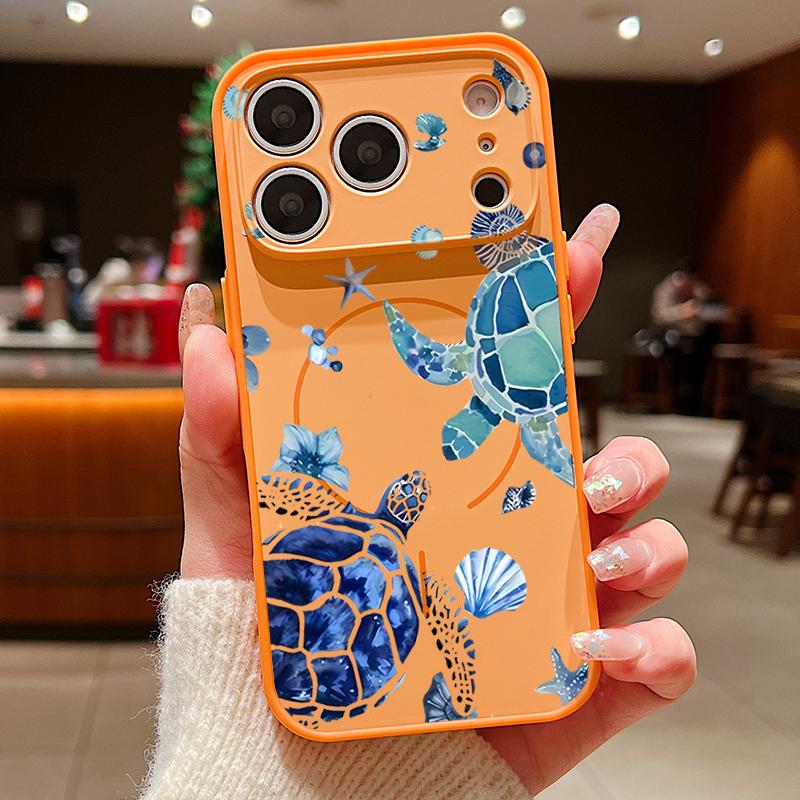 

Shark Whale Pattern Case For iPhone 17 Pro Max Funda iPhone 16 15 14 13 Pro Max Magnetic For Magsafe Hybrid Slim Matte Cover iPhone 13 Pro оранжевый