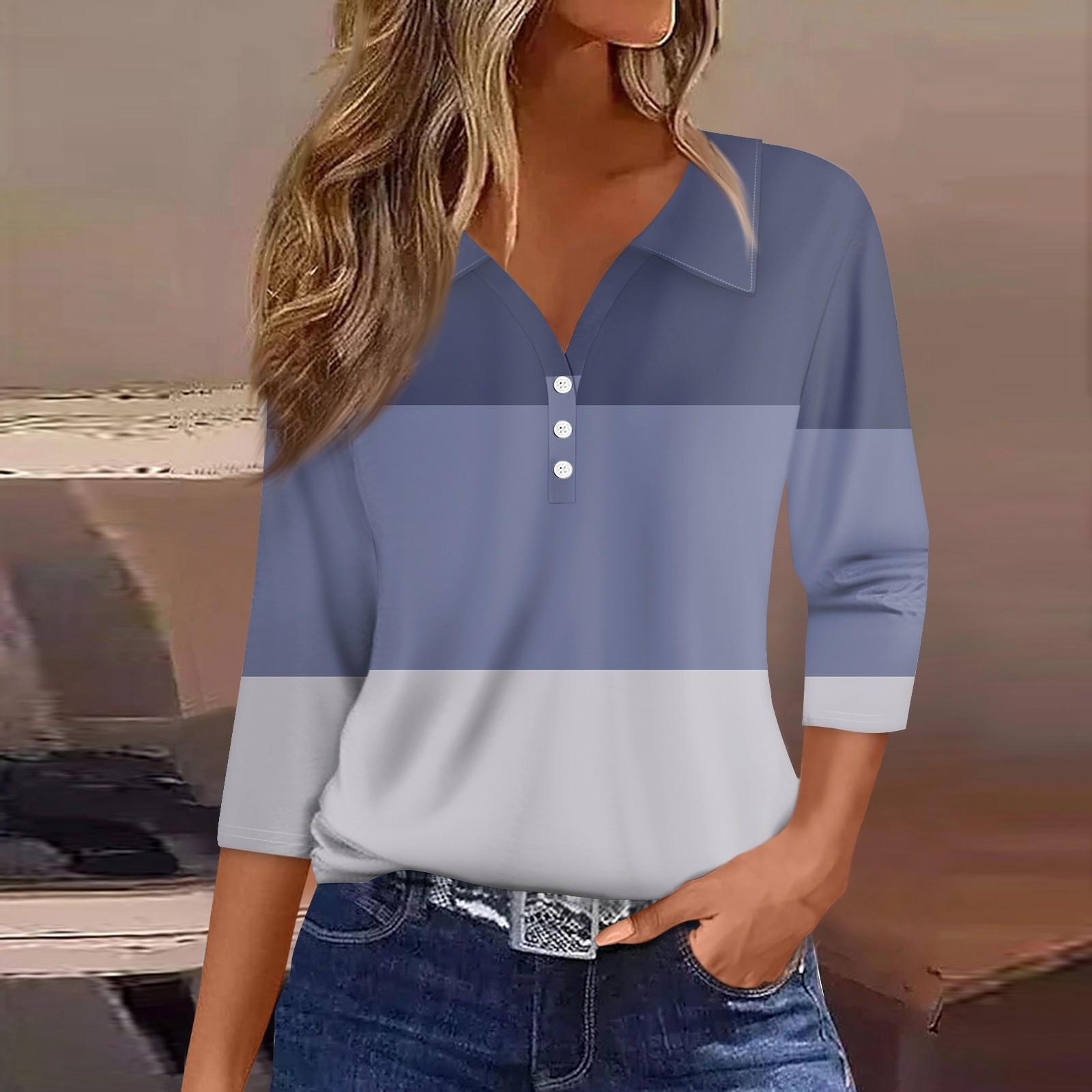 

Женская модная повседневная футболка с v-образным вырезом и семью рукавами с принтом, топ XL