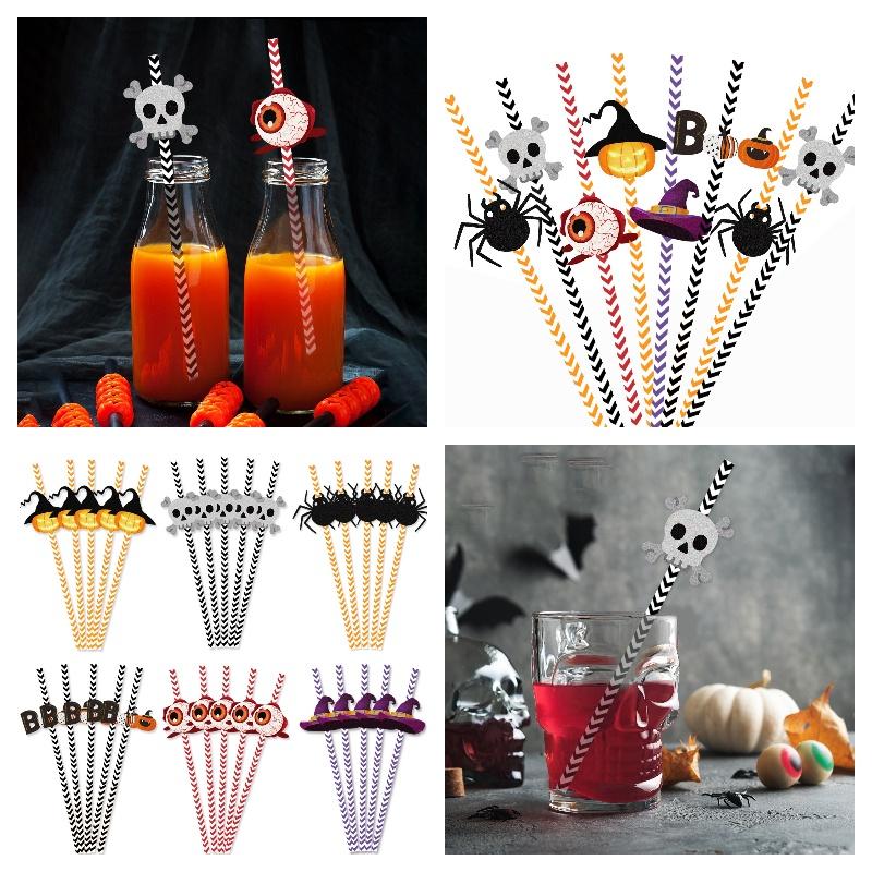 Eye-catching Halloween Pumpkin And Spider Straw Attachments