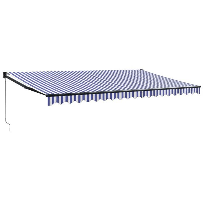 VidaXL Auvent rétractable bleu et blanc 5x3 m tissu et aluminium 3154450