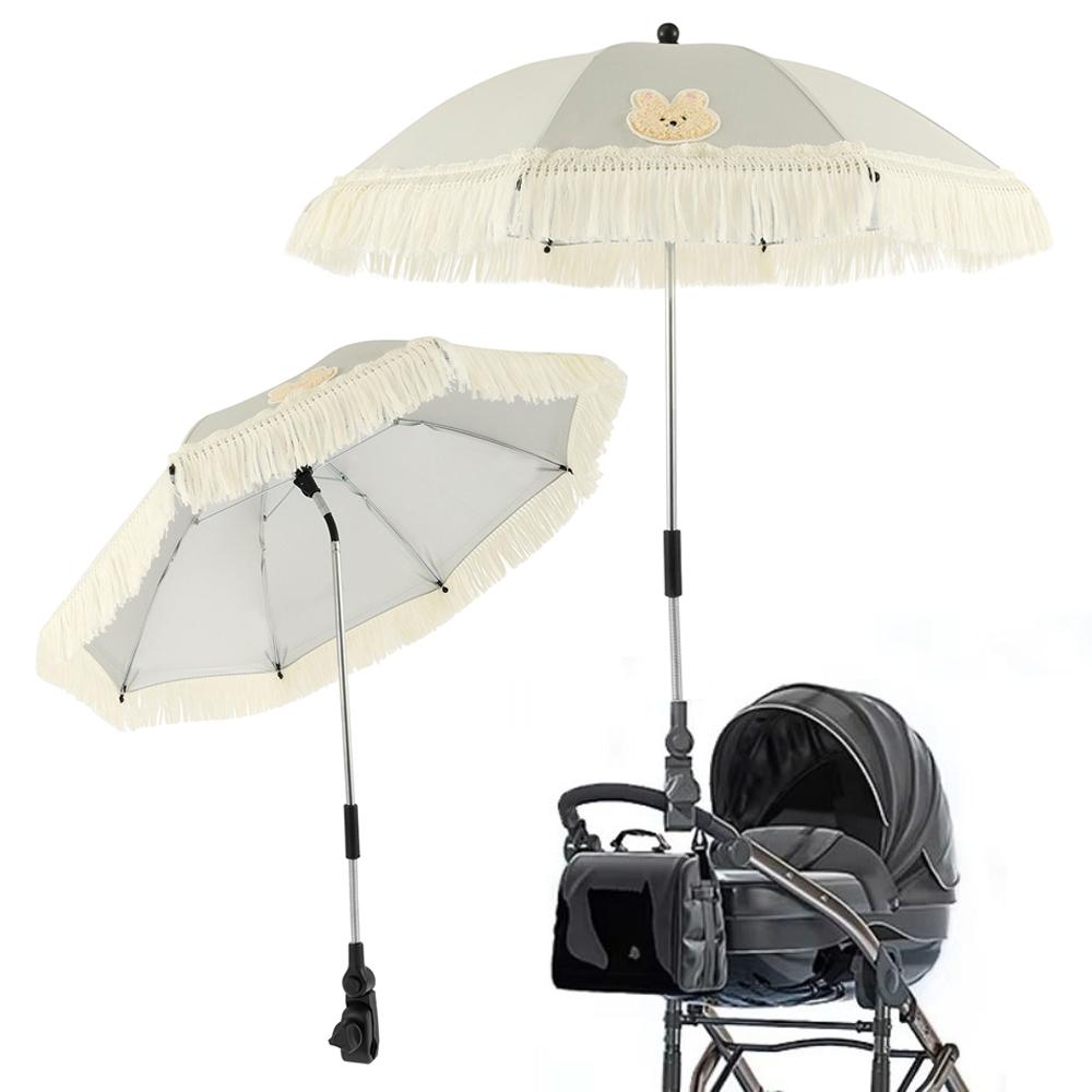 Kinderwagen Sonnenschirm Baby Sonnenschirm UV-Schutz Wasserdicht Universal Quaste Niedlich Verstellbar Kinderwagen Abdeckung Zubehör