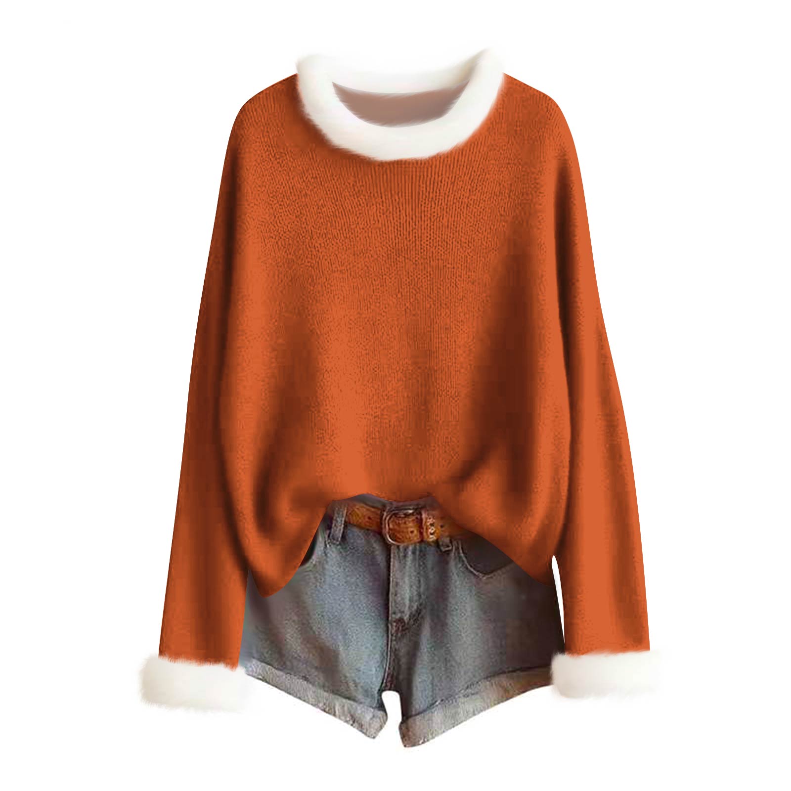 

Женский модный однотонный свитер с шерстяным воротником, повседневный вязаный пуловер с длинным рукавом S