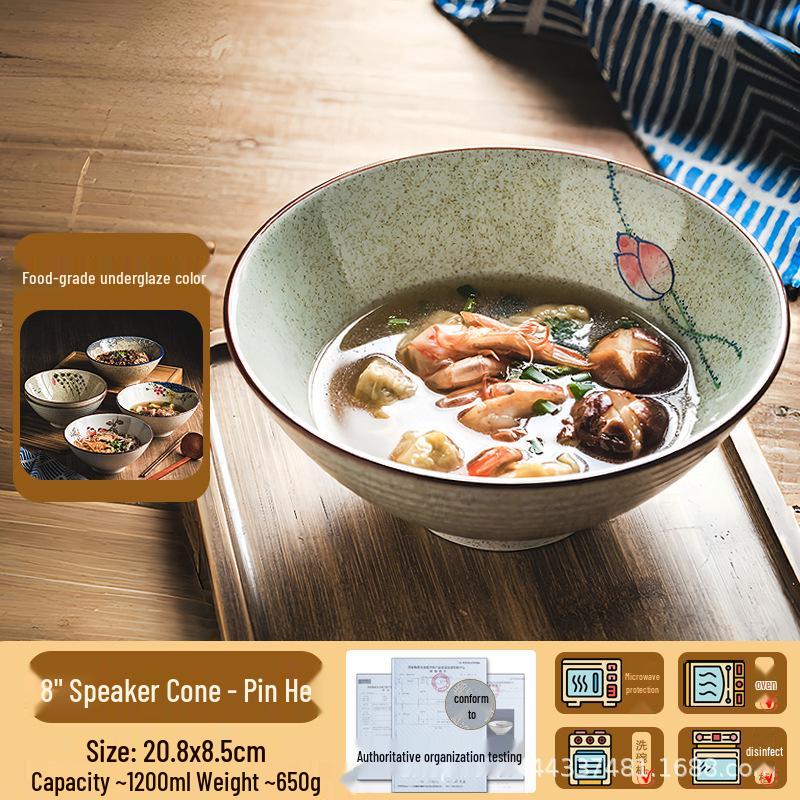 Japanese Ceramic Noodle Bowl - Large Conical Hat Design for Ramen and Soup (2025)