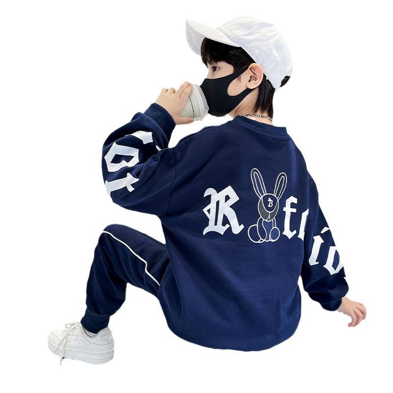 "2024 Chlapecký oblek s kresleným nápisem v korejském stylu": Jarní/podzimní ležérní košile a kalhoty"