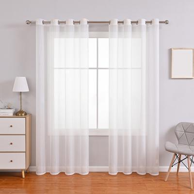 Window Curtain Punching Installation Decorative Solid White Living Room Vertical Stripe Window Treatments Home Decor