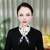 Satin Neck Scarf Irregular Geometric Pattern Wrinkle-resistant Scarf with Magnetic Imitation Pearl Buckle Outfit Accessory