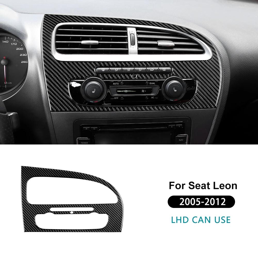 Carbon Fiber Dashboard Panel Sticker for Seat Leon 2005-2012 LHD RHD Air Conditioning Vent Trim For LHD Black Carbon чёрный