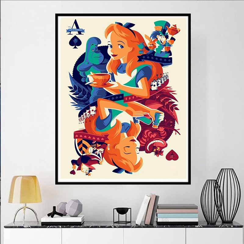 Disney Diamond Painting Alice In Wonderland Playing Card Artwork Cute DIY Rhinestone Mosaic Cross Stitch Kit Embroidery Gift Home Decor