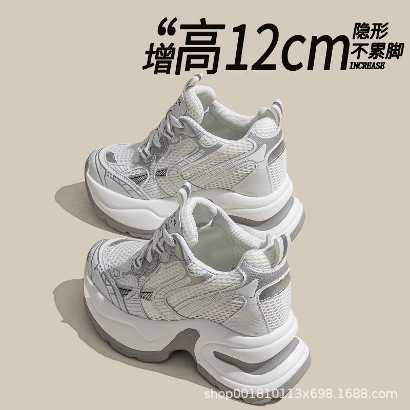 Inner Heightening Women's Shoes 10cm New Breathable Dad Shoes Platform Mesh Small Sports Casual Shoes Women A8910