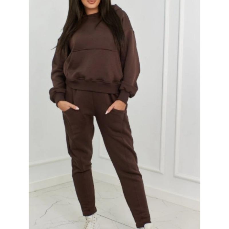 Módní dámská dvoudílná mikina na zip a široké tepláky, ležérní souprava