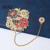 Aesthetic Bookmark Retro Flower Clock with Chain Metal Decorative Book Mark