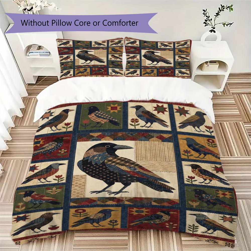 Crow Decoration Pattern Bedding Uilt Set Uilt Cover Pillowcase Home Decoration Birthday Gift (1 * Duvet Cover + 2 * Pillowcase  Without Core)52