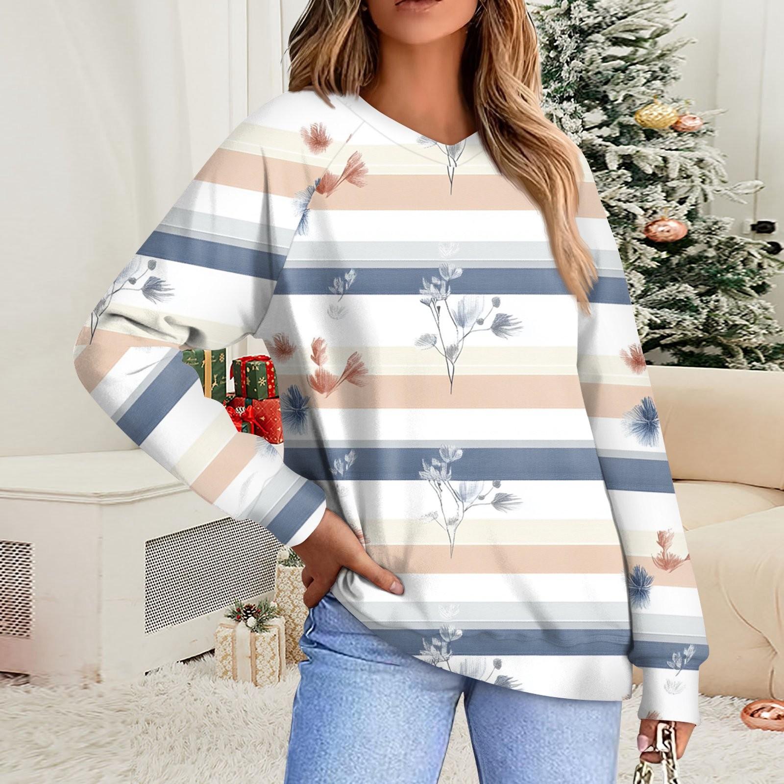 

Женская повседневная свободная толстовка с капюшоном в полоску с цветочным принтом и круглым вырезом с длинными рукавами L бежевый