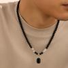 New Chinese Style Men Retro Necklace Hand Rope Acrylic Beaded Necklace  Decoration