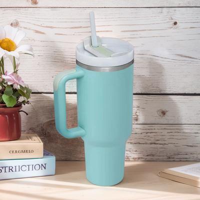 40oz Straw Insulated Tumbler with Handle Double-Layer Insulated Cup Stainless Steel Portable Water Cup for Cold Hot Beverages