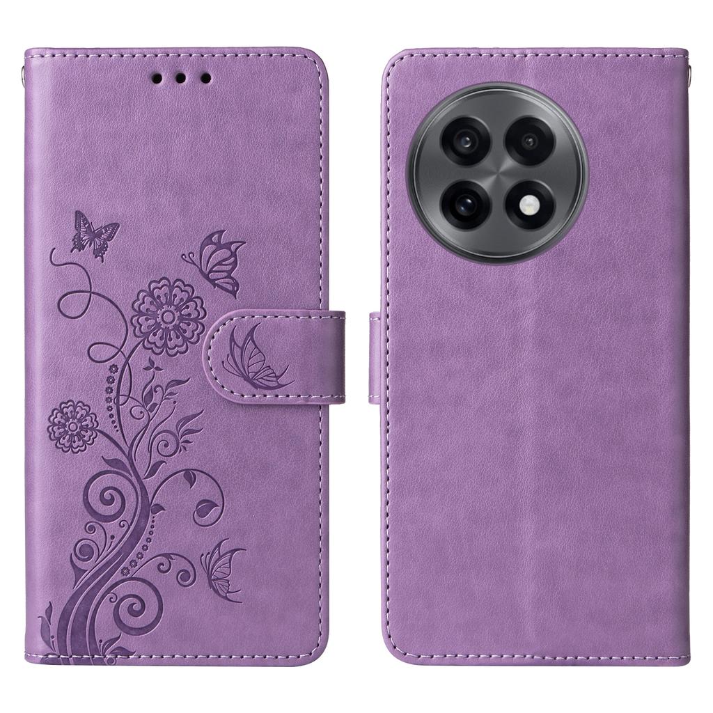 Leather Case For OnePlus 13R 5G/Ace 5 5G/Ace 5 Pro 5G Butterfly Floral Imprint Wallet Stand Cover