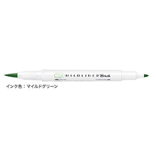 Zebra Mildliner Brush Ink Mild Pen, Color Green, WFT8-MG