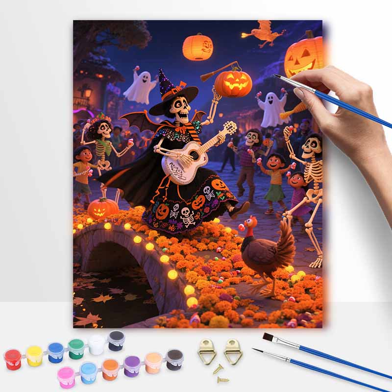 Disney Coco Pumpkin Guitar Painting Kit Hand Painted Home Decor Gift 20x30cm