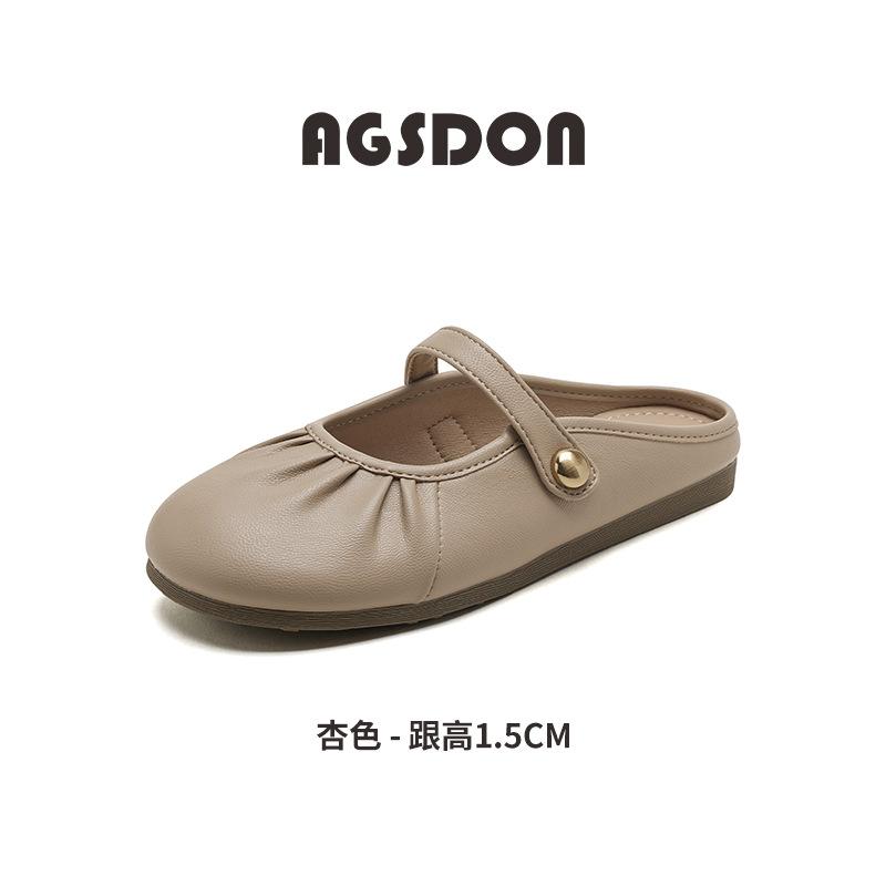 

Augustine bag head half slippers women s outer wear 2025 new summer fashion skirt flat Mary Jane single shoes 40