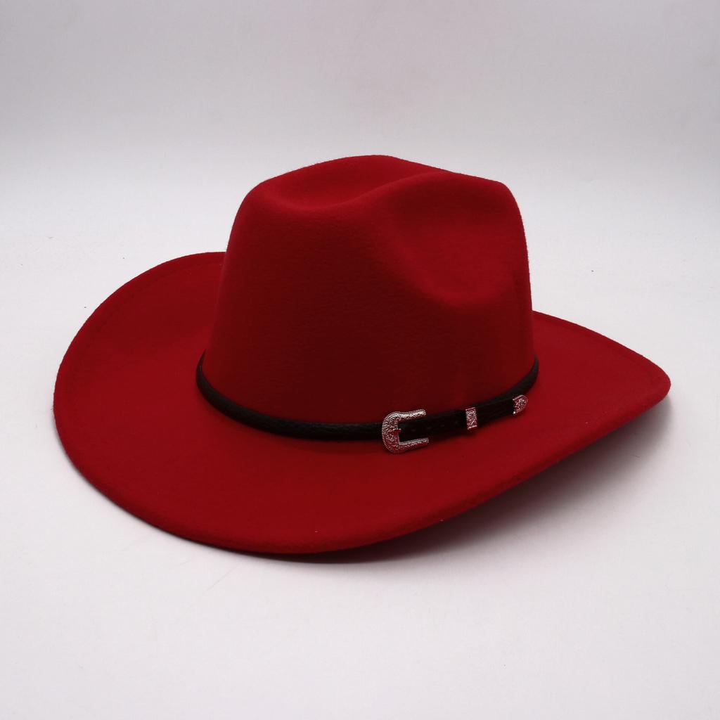Top Hat Western Cowboy Hat Jazz Hat Retro Felt Hat Belt Wool Hat Men'S And Women'S