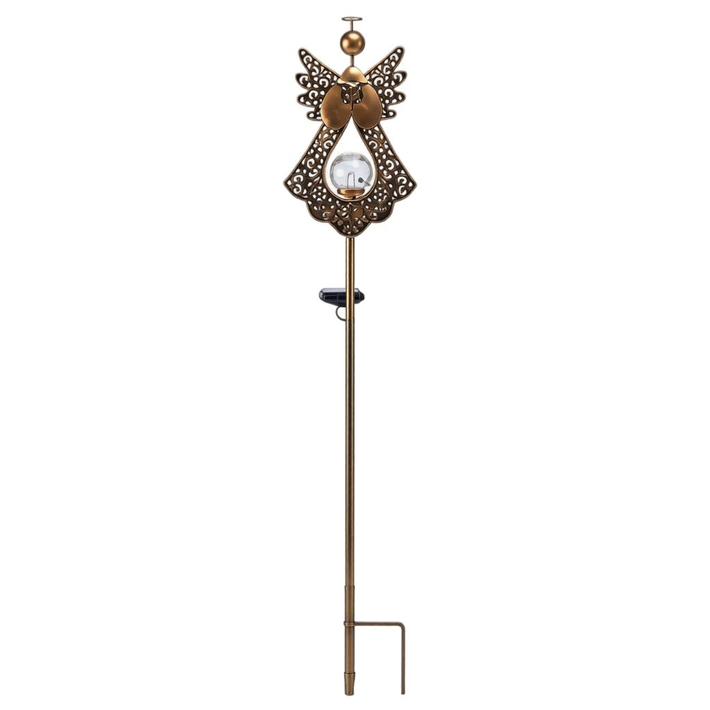Solar Garden Stake Light Outdoor Decorative Angel Shape Metal Yard Lawn Ornament with Solar Panel and LED Light for Patio Pathway
