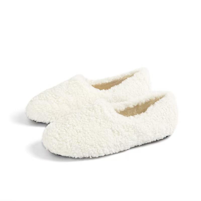 Damen Fleecegefütterte Lammwoll-Slipper Winterschuhe, Übergrößen 41-43