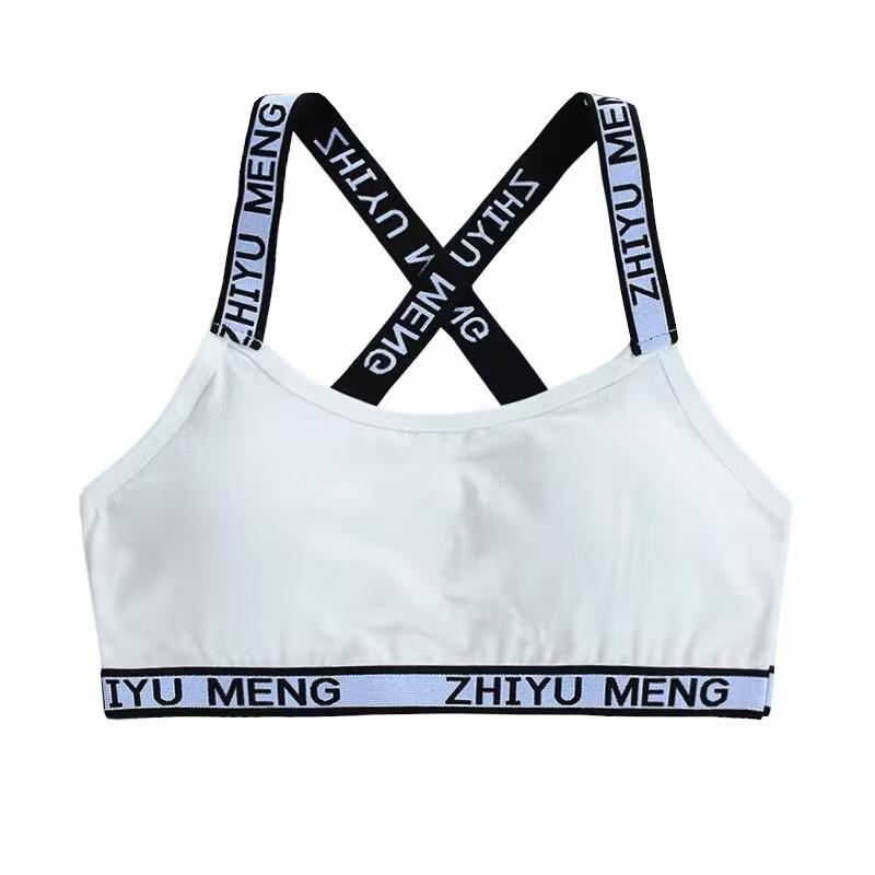 

Спортивный бюстгальтер для девочек-подростков, нижнее белье для полового созревания, спортивный бюстгальтер для девочек-подростков, нагрудник из хлопка для молодых one size белый