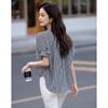 Women's 75D Chiffon Striped Stand Collar Shirt