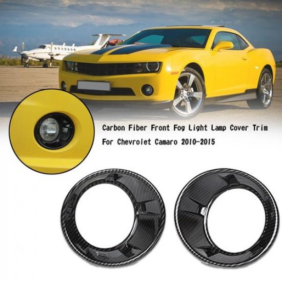 Front Fog Light Lamp Cover Bezel Trim Decor Carbon Fiber For Chevy Camaro 10-13