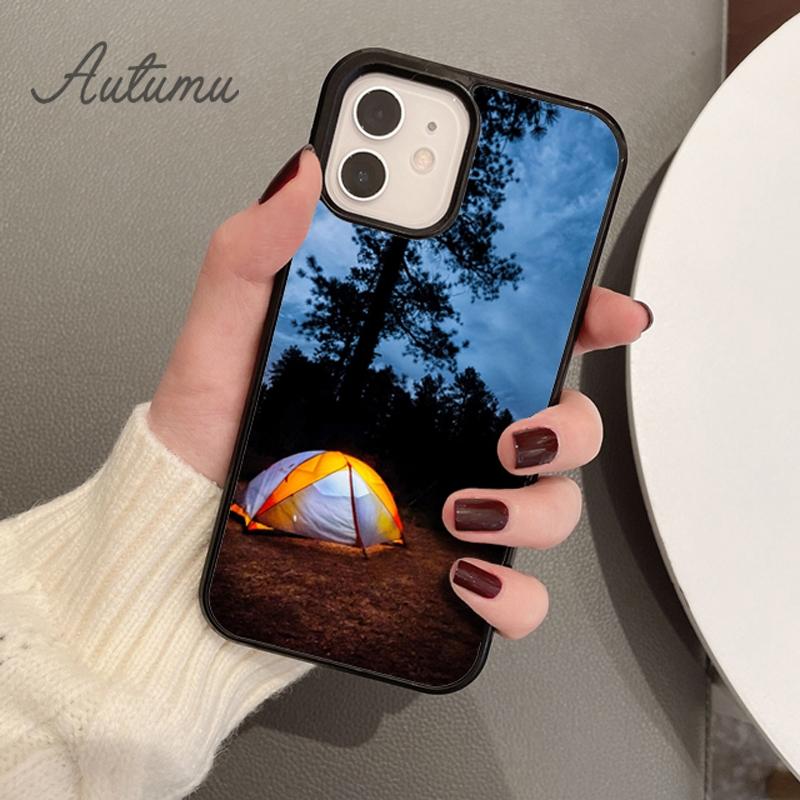 Camping Nature Mountain Phone Case for iPhone 11 12 13 14 Pro Max Mini XR XS SE 2020 6 6S 7 8 Plus Samsung Galaxy S21 S22 Cover