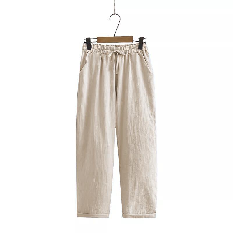 2025 Women's Autumn Cotton Linen Suit: Jacket & Pants Set - Casual, Loose Fit with Pockets