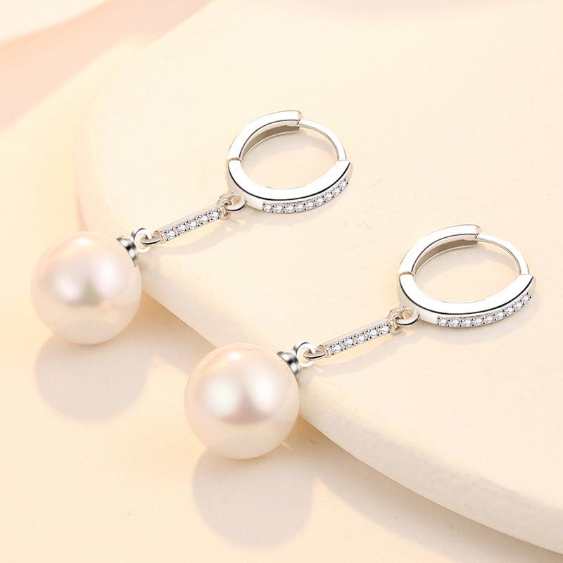 Fashion 925 Silver Long Earring Simple Elegant Pearl Earrings For Women Engagement Party Accessories KOFSAC