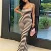 12135 European And American New Products Tight Elastic Striped Yarn-Dyed Personalized Slim-Fit Backless Tube Top Jumpsuit Women'S Clothing