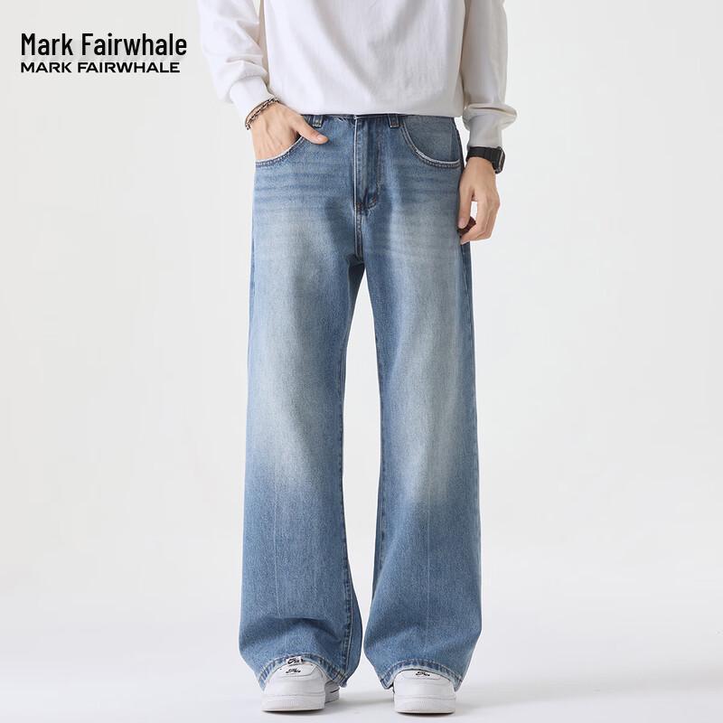 Mark Fairwhale Men's Vintage Light Blue Loose Straight Jeans