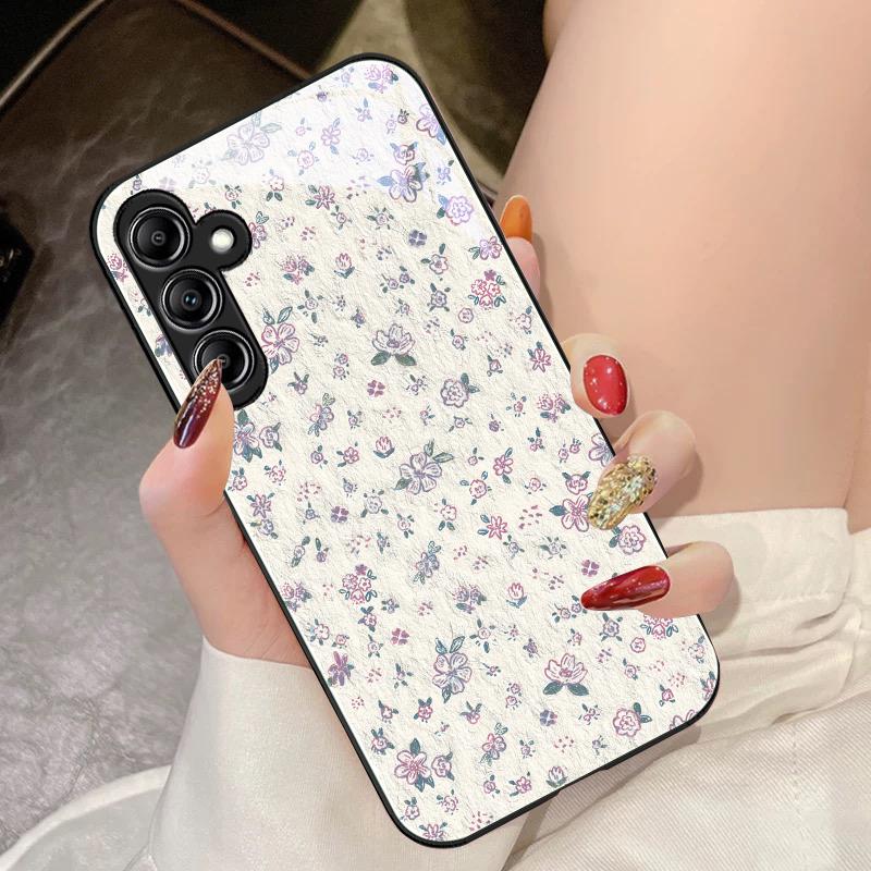 Rose Pink Flowers For Samsung Galaxy A14 4G 20 30 52 20S 21S 22 A32 33 34 42 50 51 53 54 70 71 72 73 5G Glass Phone Case