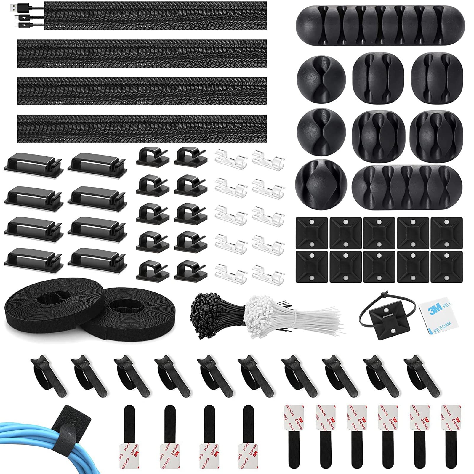 

Комплект органайзеров для прокладки кабелей, 273 шт., органайзер для кабелей для дома и офиса. Полезно для шнура питания, настольного USB-кабеля