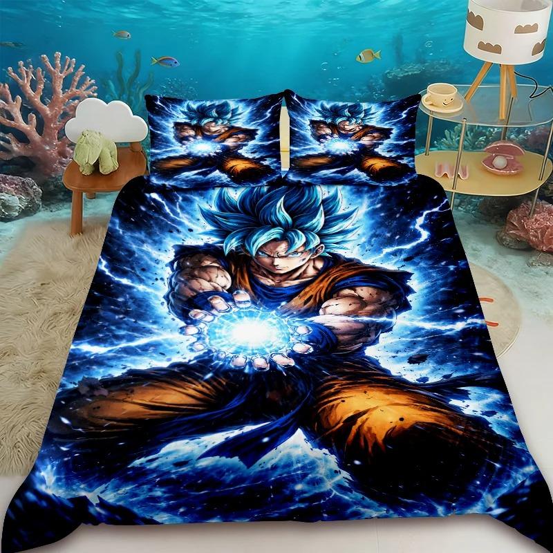Teens Goku Duvet Cover Dragon Ball Goku Cartoon Bedding Set Quilt Cover Twin King Dormitory Bedroom Home Decor