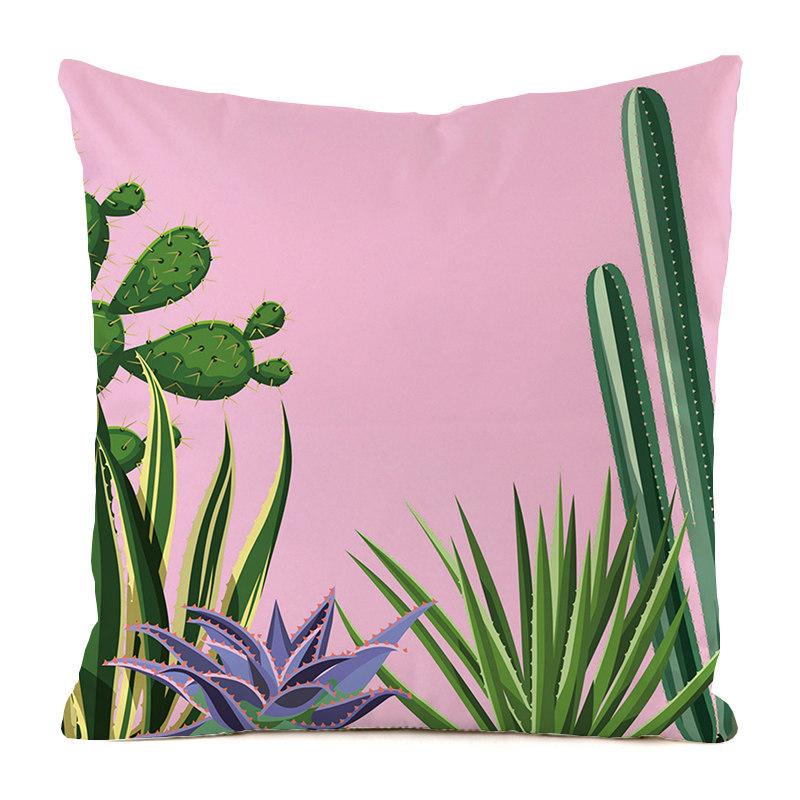 Cartoon Minimalist Cactus Style Digital Printing Short Plush Pillow Covers For Car Sofa Office Cushion Cover Home Goods