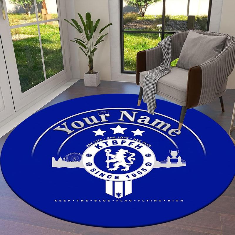Chelsea F Custom Name Round Area Rug,Carpet Rug for Living Room Bedroom Sofa Playroom Decor,Non-slip Floor Mat
