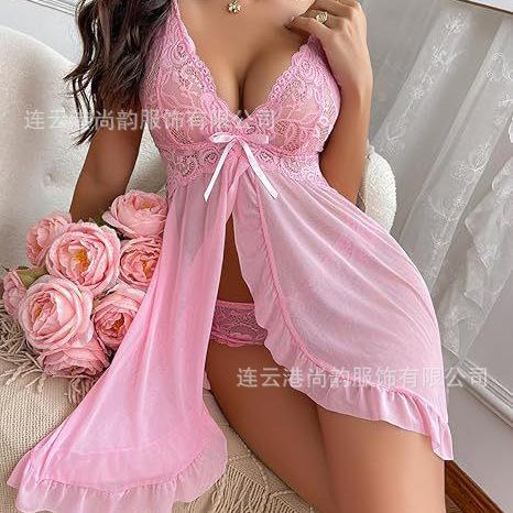 New sex underwear sexy perspective pajamas women's summer lace mesh nightdress sex suit