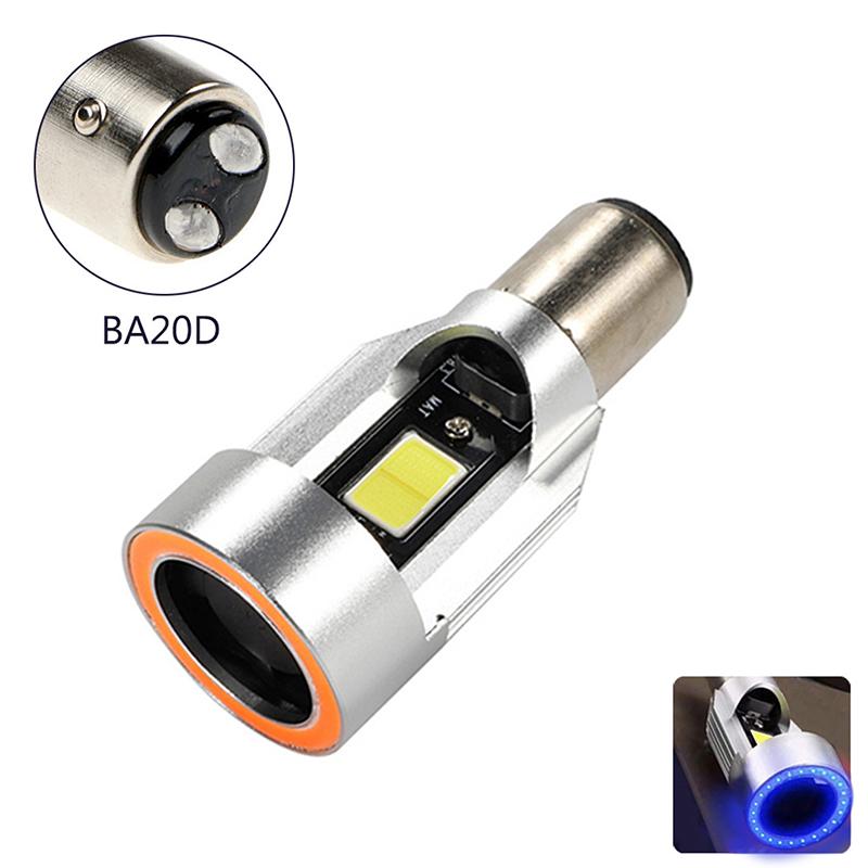 Bulb H4 BA20D Blue/Red Angel Eye LED Motorcycle Headlight Scooter Motorbike Headlamp Light Bulb DRL Motorcycle Light Accessories